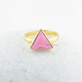 Pink Tourmaline Ring - Sterling Silver Ring - Gold Plated Ring - Gemstone Silver Jewelry - Gift for Mom- Delicate Ring - Christmas Gift Ring